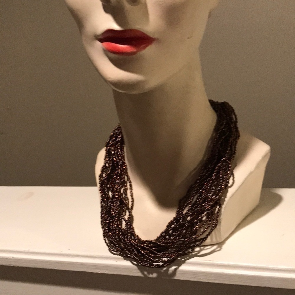 Necklace Multi Strand Brown with adjustable closure Bohemian Gypsy